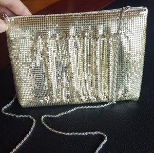 Party purse. Gold clutch purse with chain strap